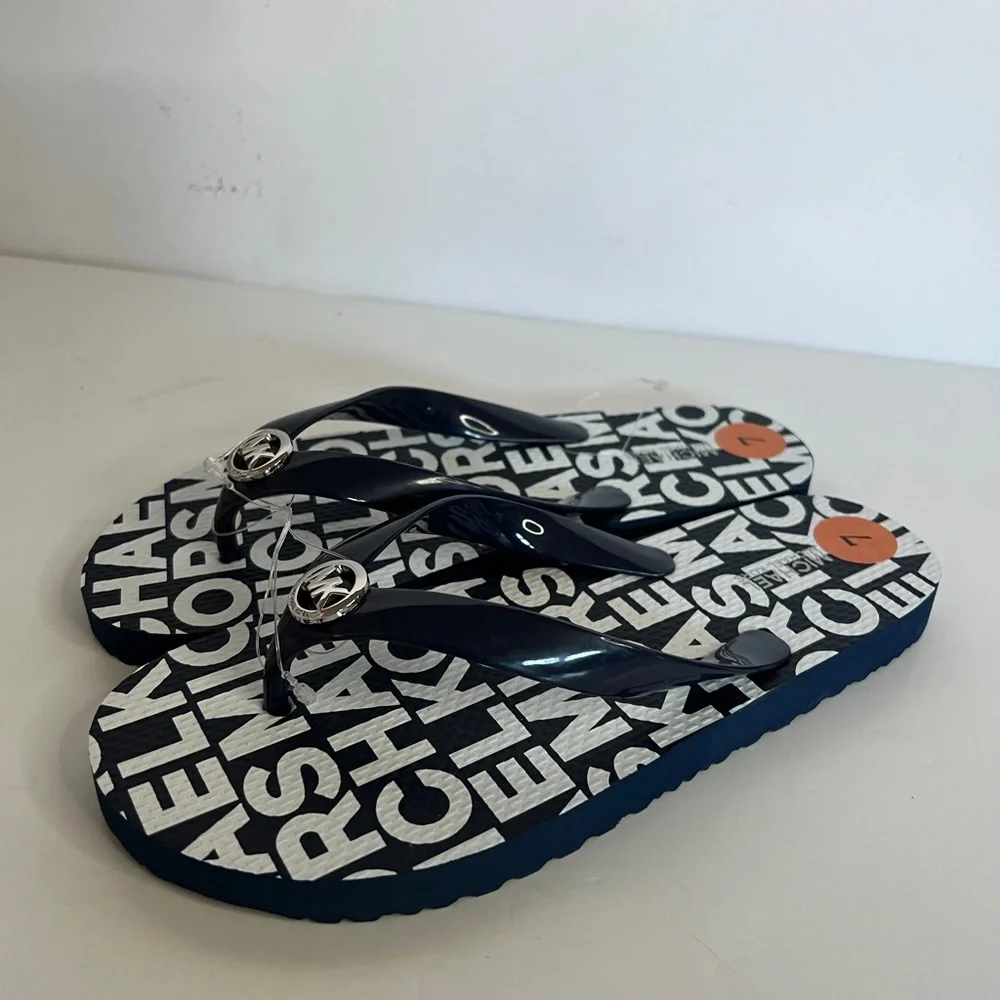 MICHAEL KORS Flip Flop MK Logo Jet-Set Sandals signature charm - Picture 3 of 5